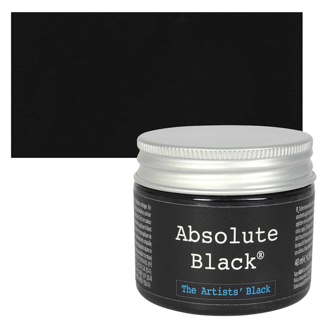 Open in modal - Absolute Black Acrylic Paint - 40 ml jar and swatch