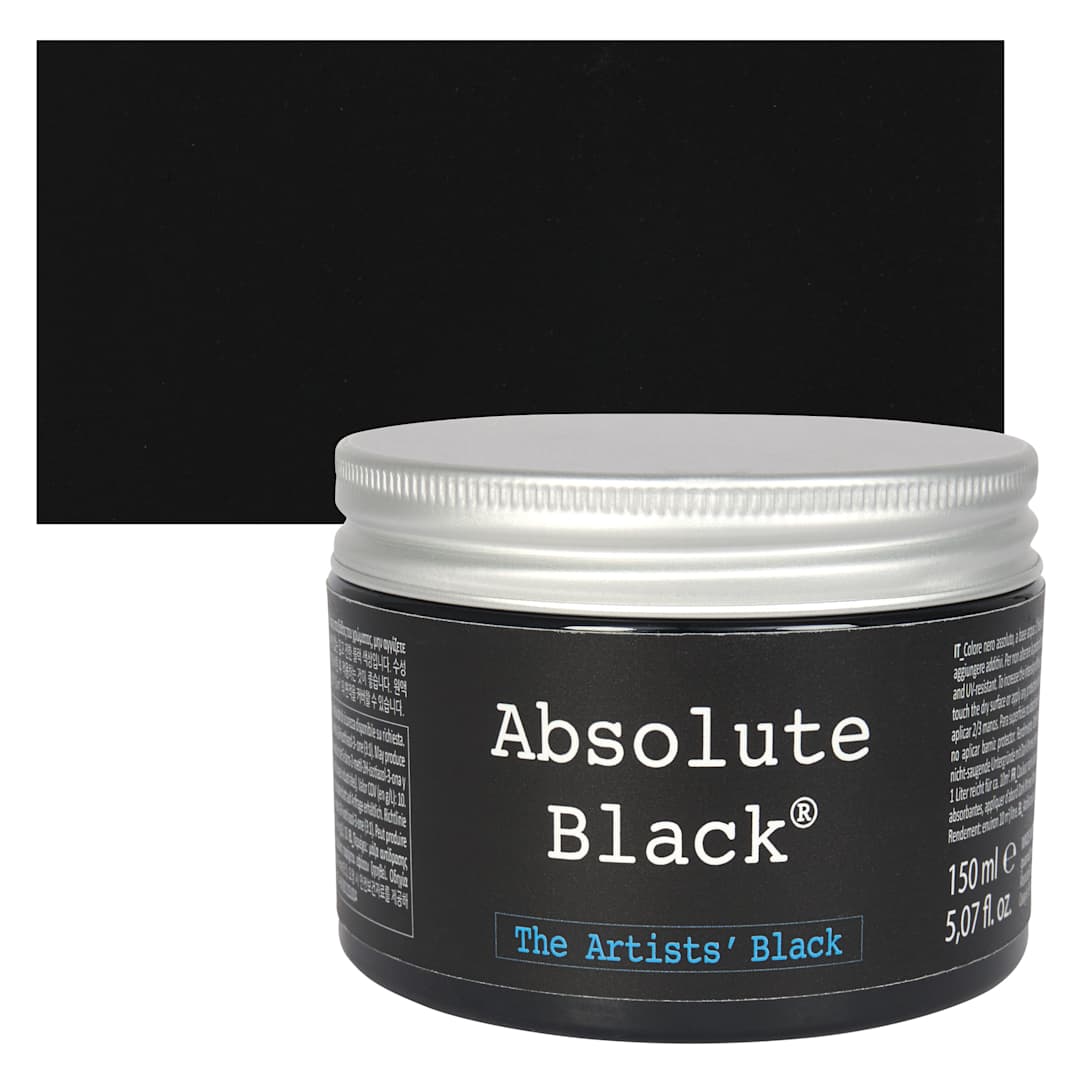 Open in modal - Absolute Black Acrylic Paint - 150 ml jar and swatch