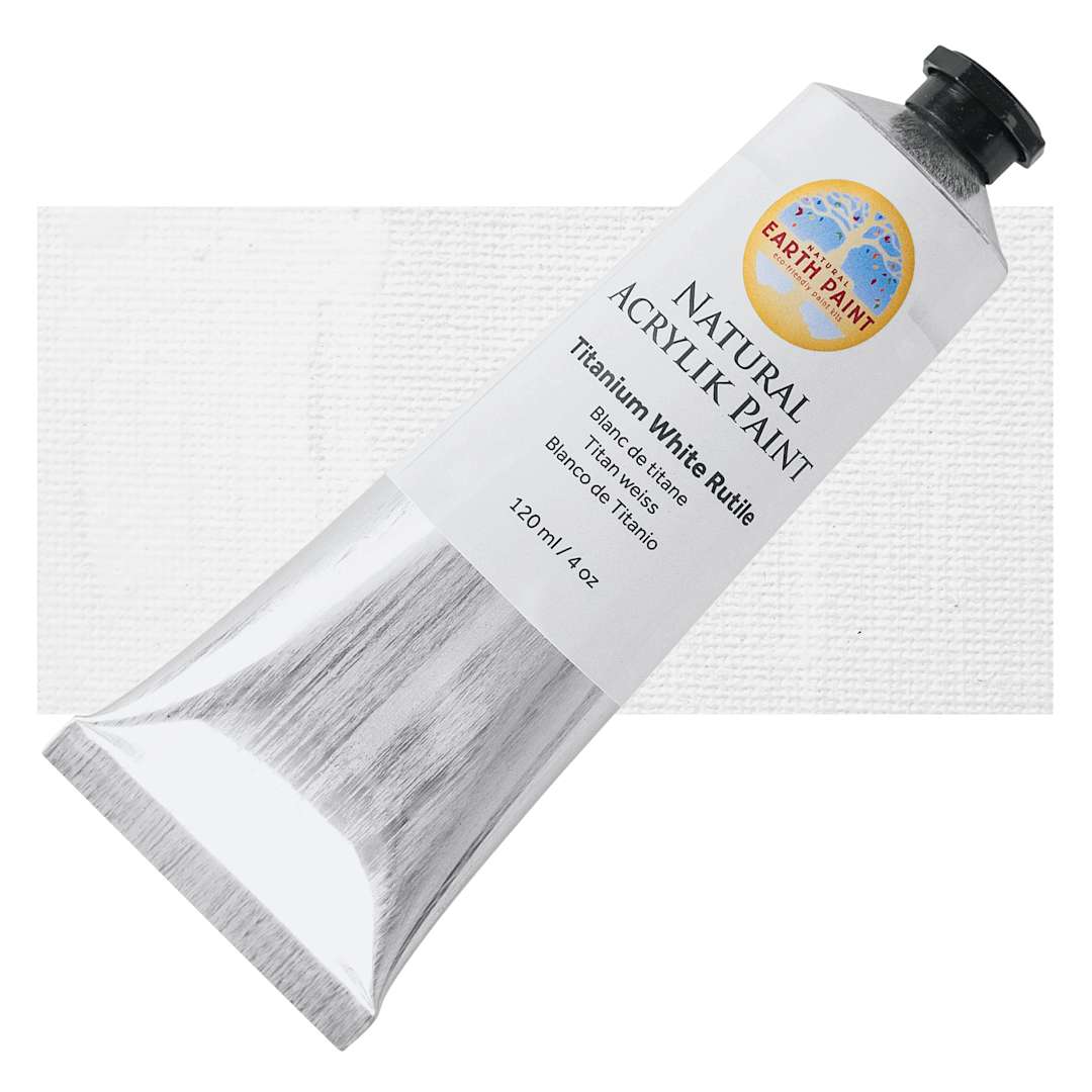 Open in modal - Natural Earth Paint Natural Acrylik Paint - Titanium White Rutile, 120 ml tube and swatch