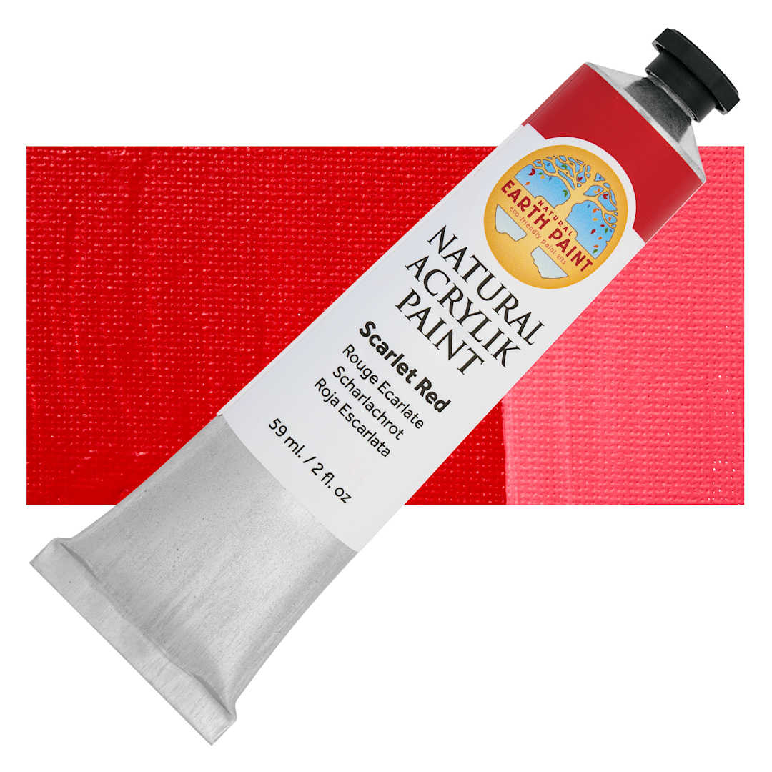 Open in modal - Natural Earth Paint Natural Acrylik Paint - Scarlet Red, 59 ml tube and swatch