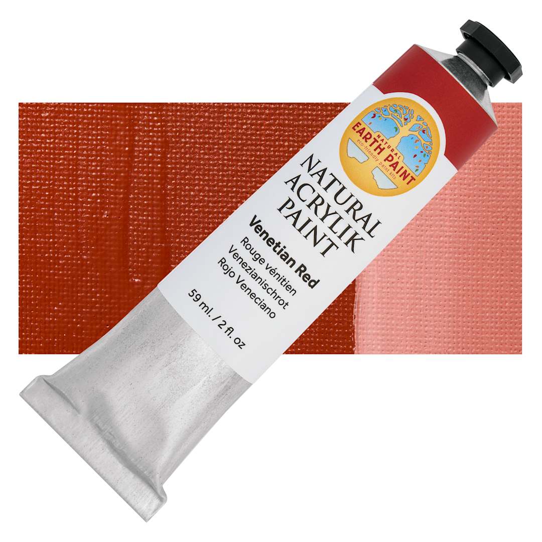 Open in modal - Natural Earth Paint Natural Acrylik Paint - Venetian Red, 59 ml tube and swatch