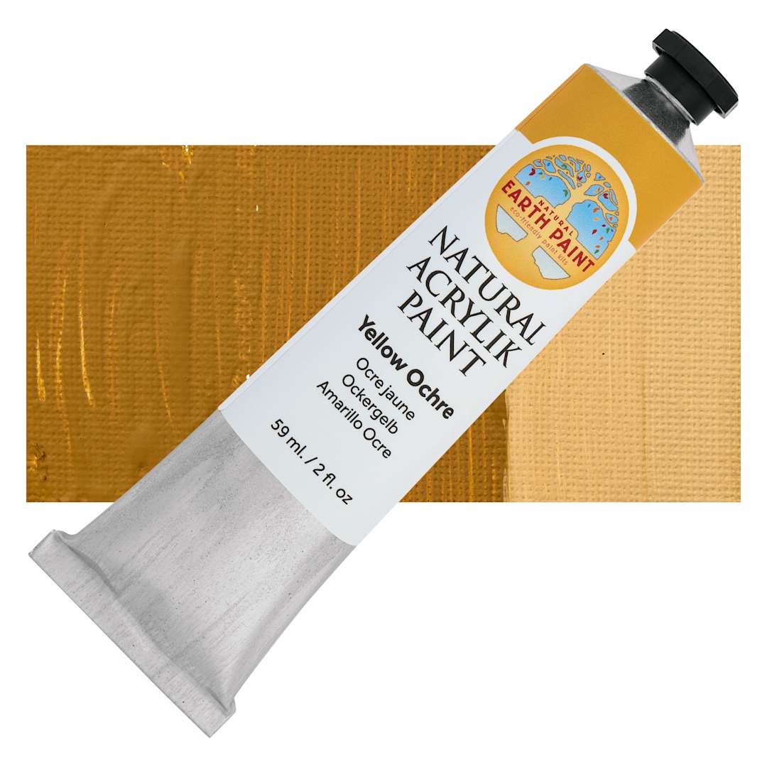 Open in modal - Natural Earth Paint Natural Acrylik Paint - Yellow Ochre, 59 ml tube and swatch