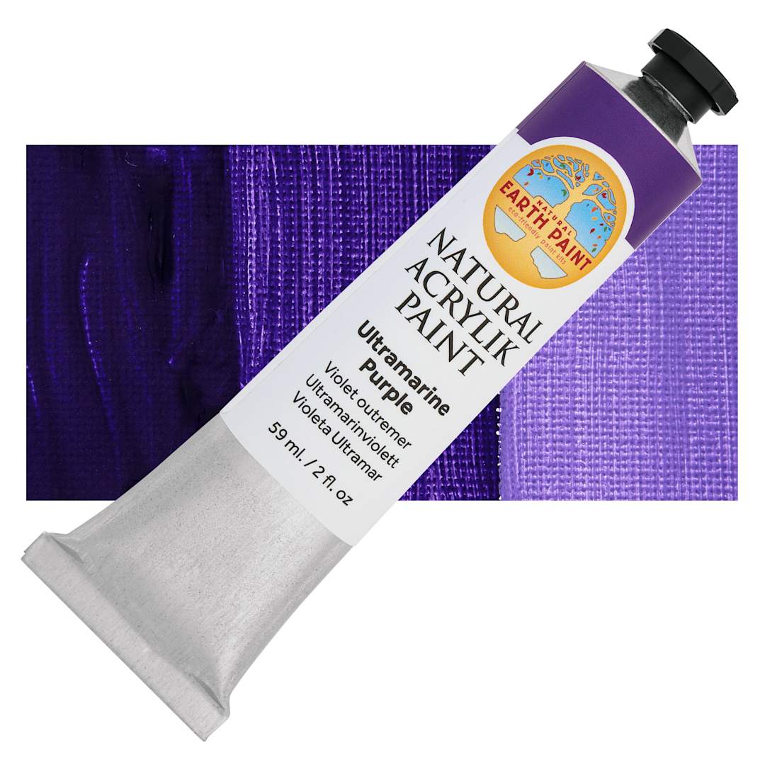 Open in modal - Natural Earth Paint Natural Acrylik Paint - Ultramarine Purple, 59 ml tube and swatch