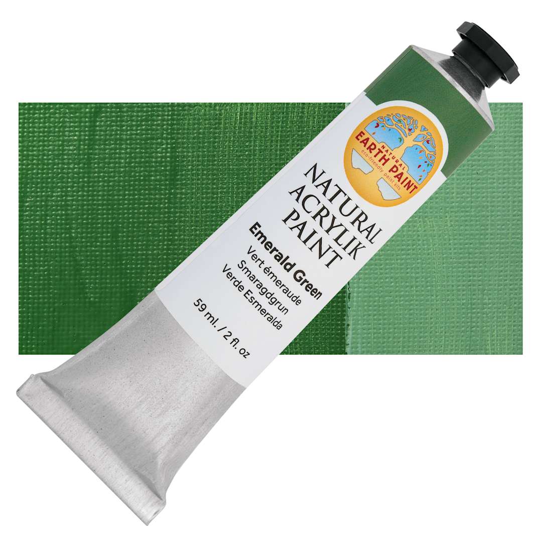 Open in modal - Natural Earth Paint Natural Acrylik Paint - Emerald Green, 59 ml tube and swatch