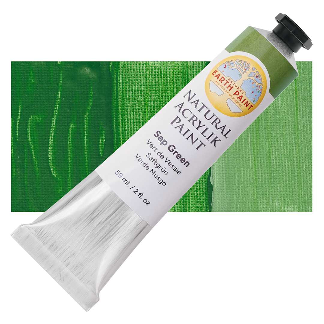 Open in modal - Natural Earth Paint Natural Acrylik Paint - Sap Green, 59 ml tube and swatch