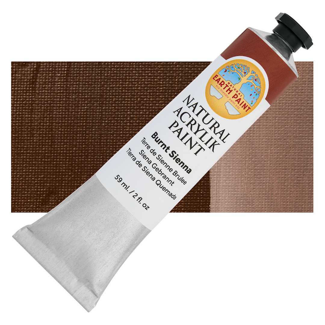Open in modal - Natural Earth Paint Natural Acrylik Paint - Burnt Sienna, 59 ml tube and swatch