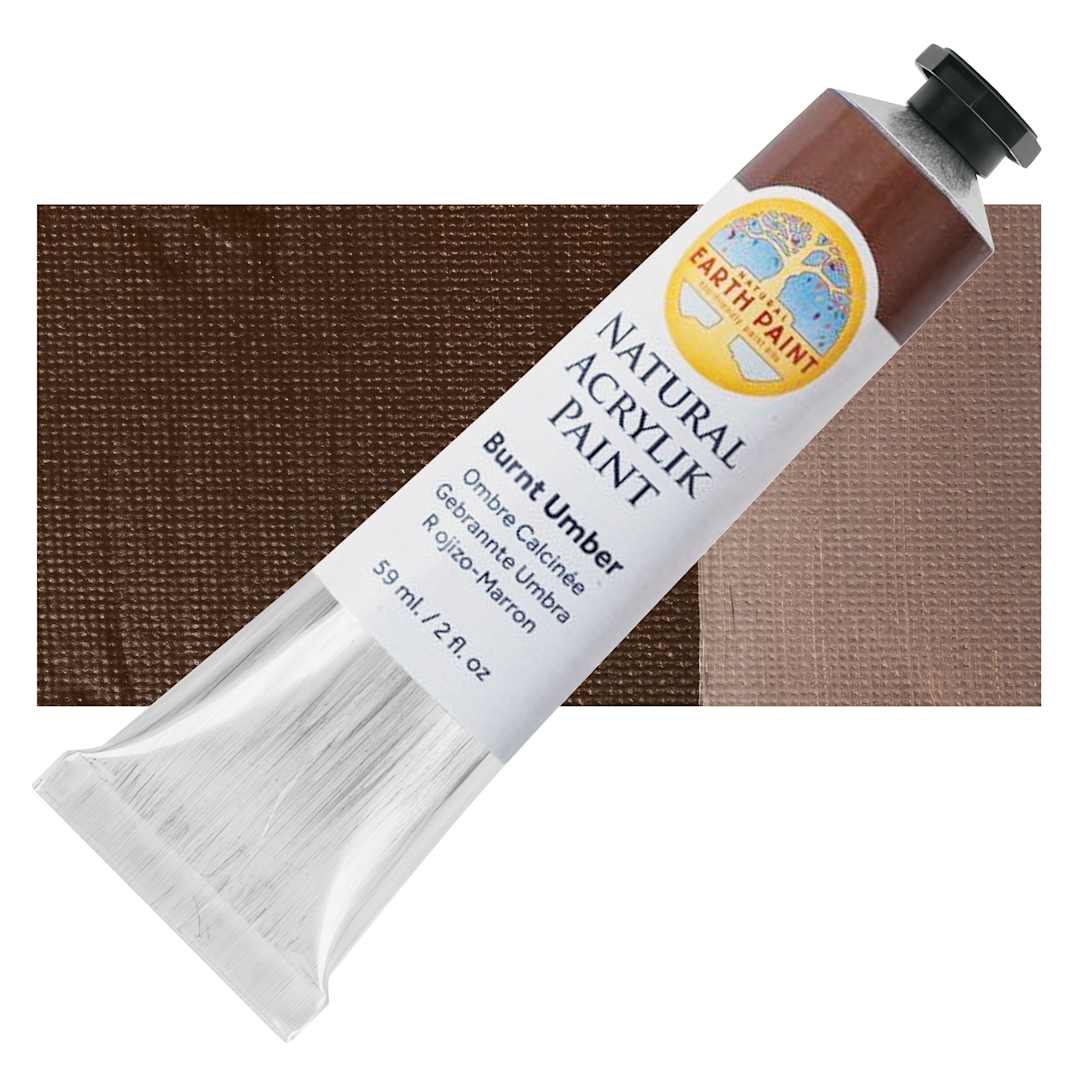 Open in modal - Natural Earth Paint Natural Acrylik Paint - Burnt Umber, 59 ml tube and swatch