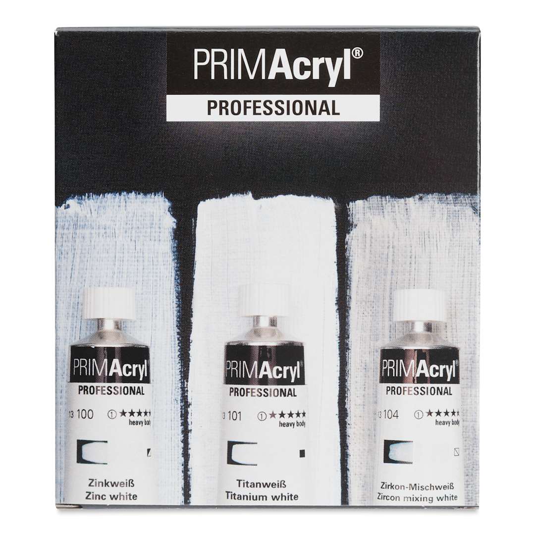 Open in modal - Schmincke Primacryl Professional Acrylics - Set of 3, Whites, 35 ml