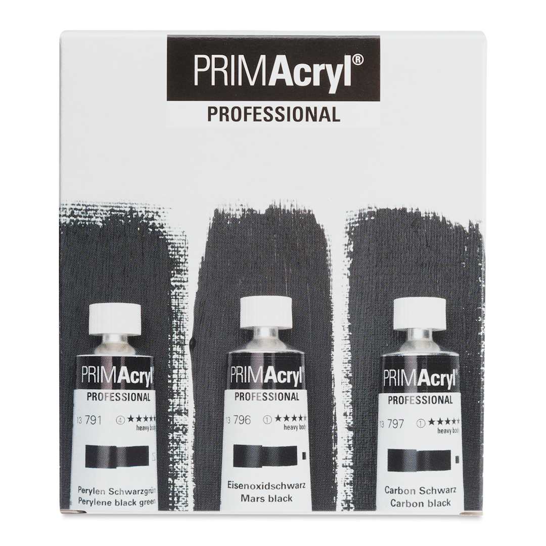 Open in modal - Schmincke Primacryl Professional Acrylics - Set of 3, Blacks, 35 ml