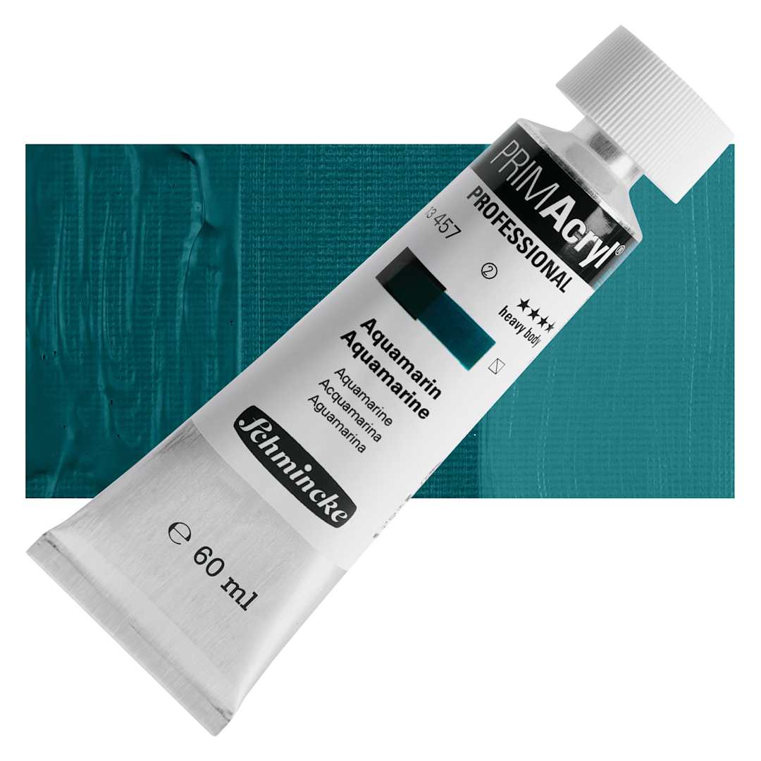 Open in modal - Schmincke Primacryl Professional Acrylic Paint - Aquamarine, 60 ml Tube and swatch