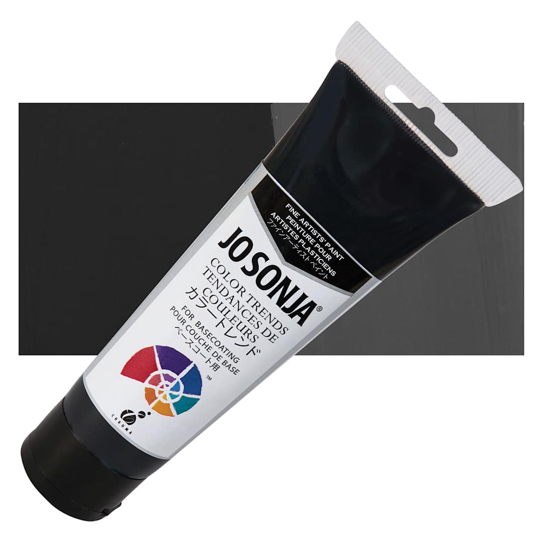 Open in modal - Chroma's Jo Sonja Color Trends Acrylic Paint - Charcoal - Tube and Swatch