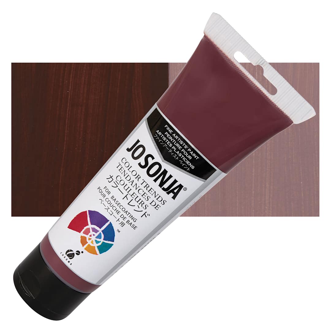 Open in modal - Chroma's Jo Sonja Color Trends Acrylic Paint - Rosewood - Tube and Swatch
