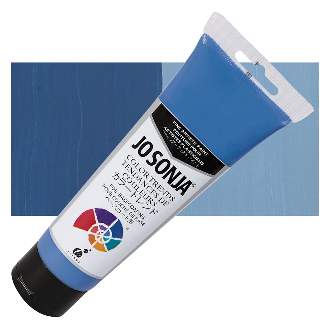 Open in modal - Chroma's Jo Sonja Color Trends Acrylic Paint - Cornflower - Tube and Swatch