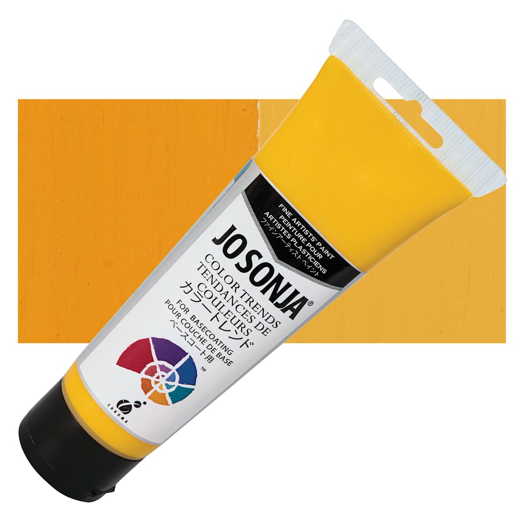 Open in modal - Chroma's Jo Sonja Color Trends Acrylic Paint - Sunflower - Tube and Swatch