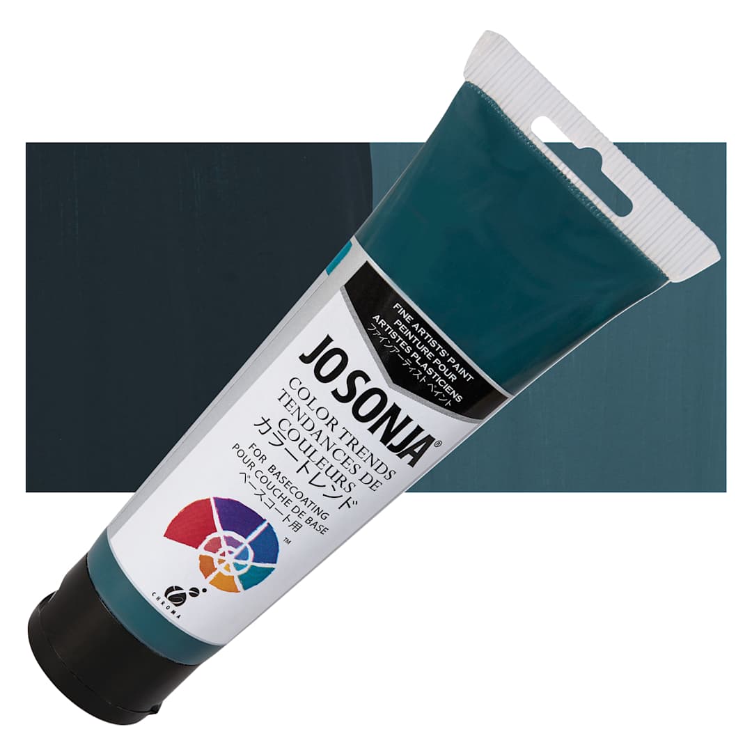 Open in modal - Chroma's Jo Sonja Color Trends Acrylic Paint - Deep Pond - Tube and Swatch