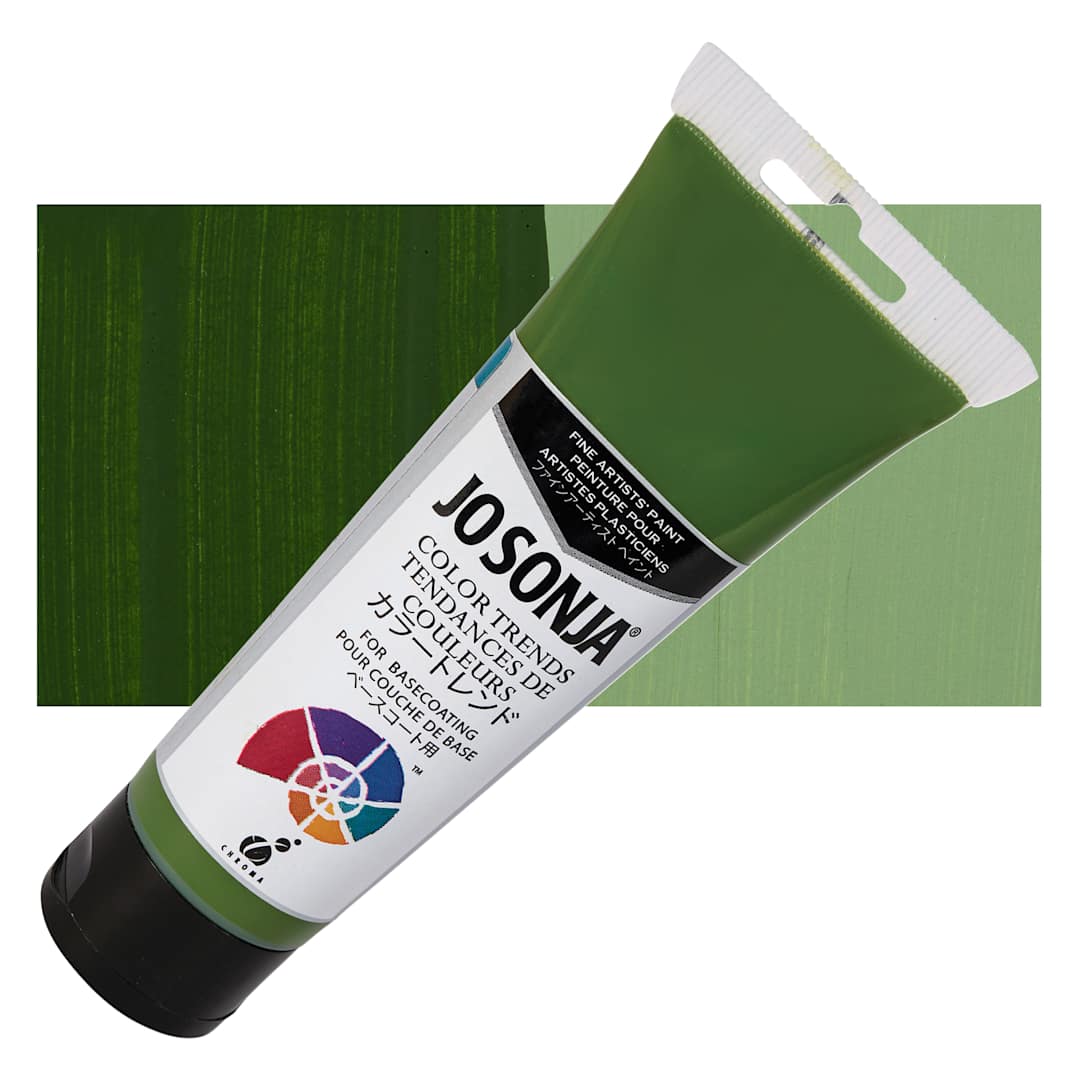Open in modal - Chroma's Jo Sonja Color Trends Acrylic Paint - Tarragon - Tube and Swatch