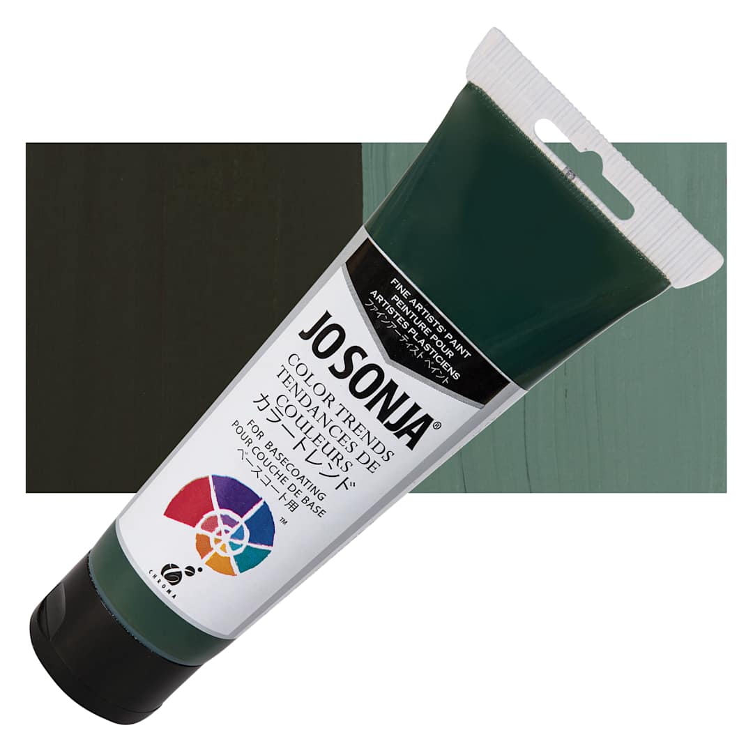 Open in modal - Chroma's Jo Sonja Color Trends Acrylic Paint - Forest Green - Tube and Swatch