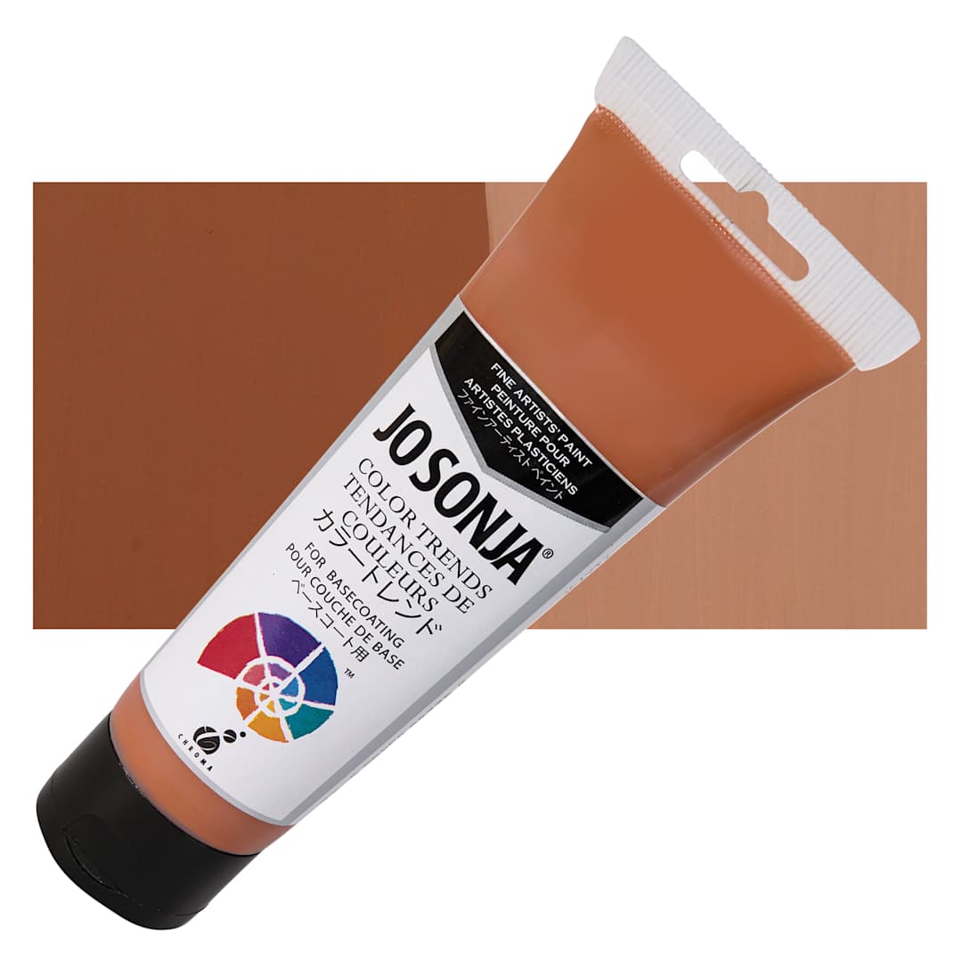 Open in modal - Chroma's Jo Sonja Color Trends Acrylic Paint - Chestnut - Tube and Swatch