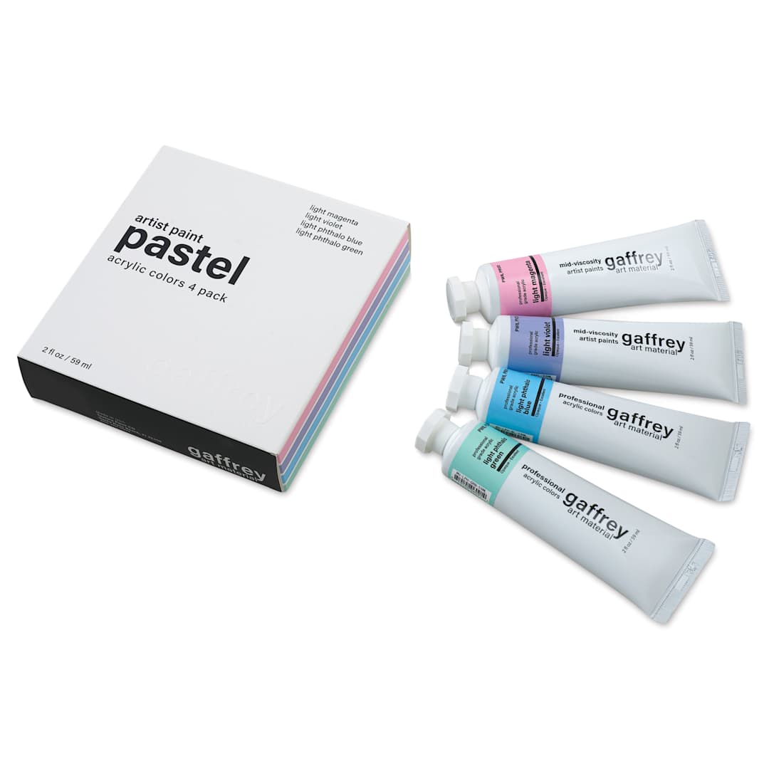 Open in modal - Gaffrey Art Material Standard Body Acrylic Paints - Set of 4, Pastel Colors, 59 ml Tube