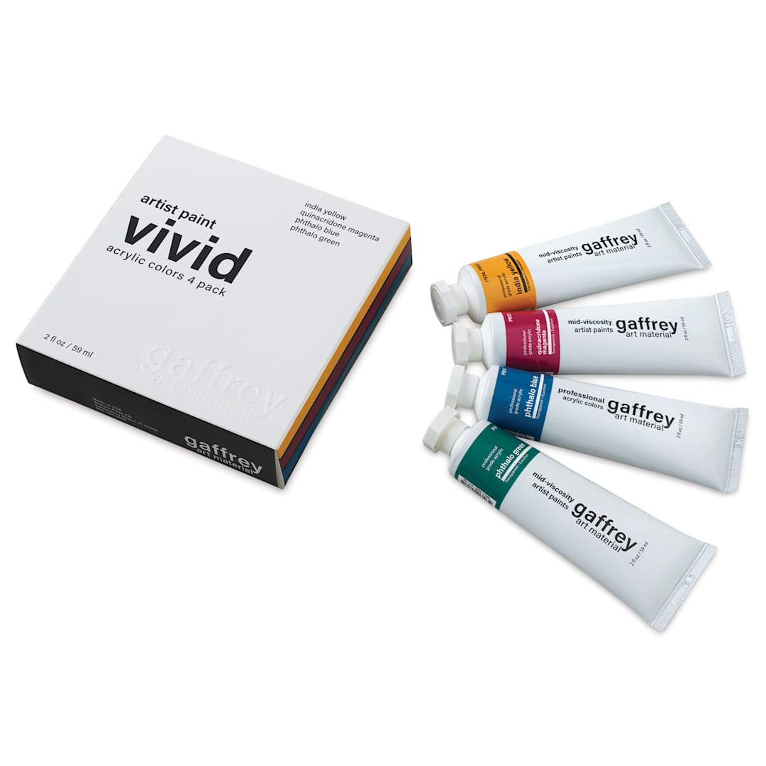 Open in modal - Gaffrey Art Material Standard Body Acrylic Paints - Set of 4, Vivid Colors, 59 ml Tube