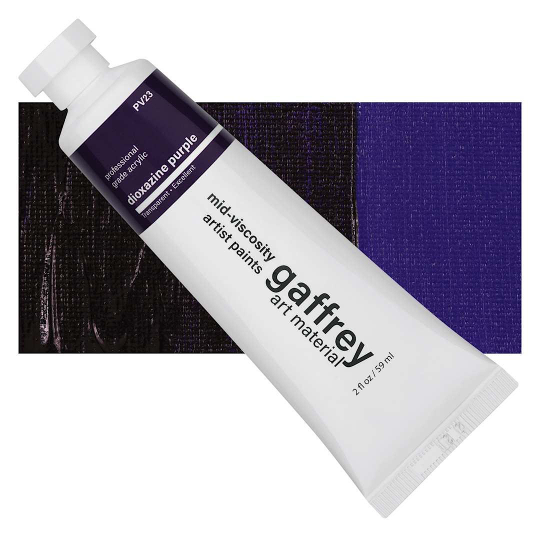 Open in modal - Gaffrey Art Material Standard Body Acrylic Paint - Dioxazine Purple, 59 ml tube and swatch