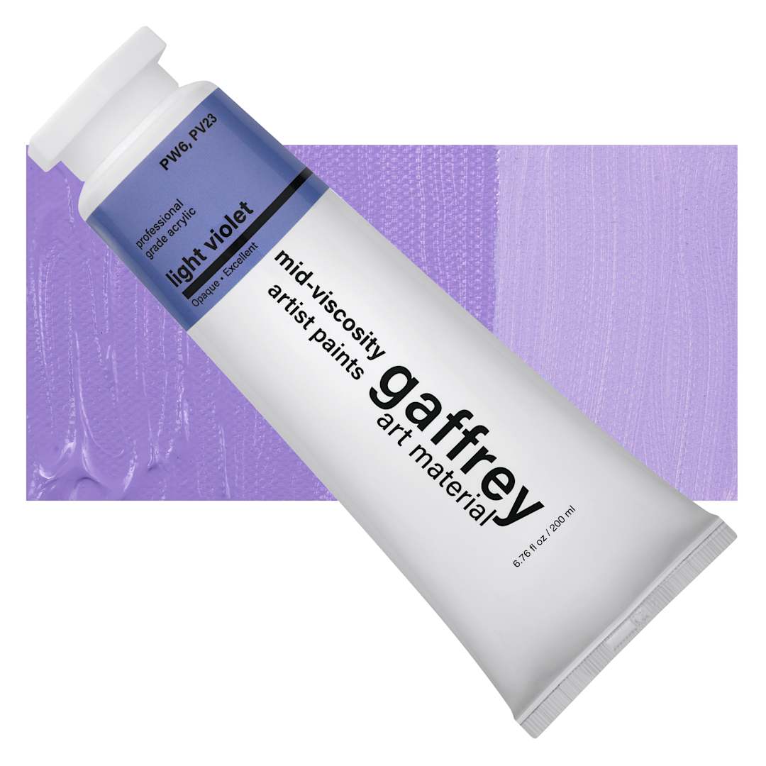 Open in modal - Gaffrey Art Material Standard Body Acrylic Paint - Light Violet, 200 ml tube and swatch