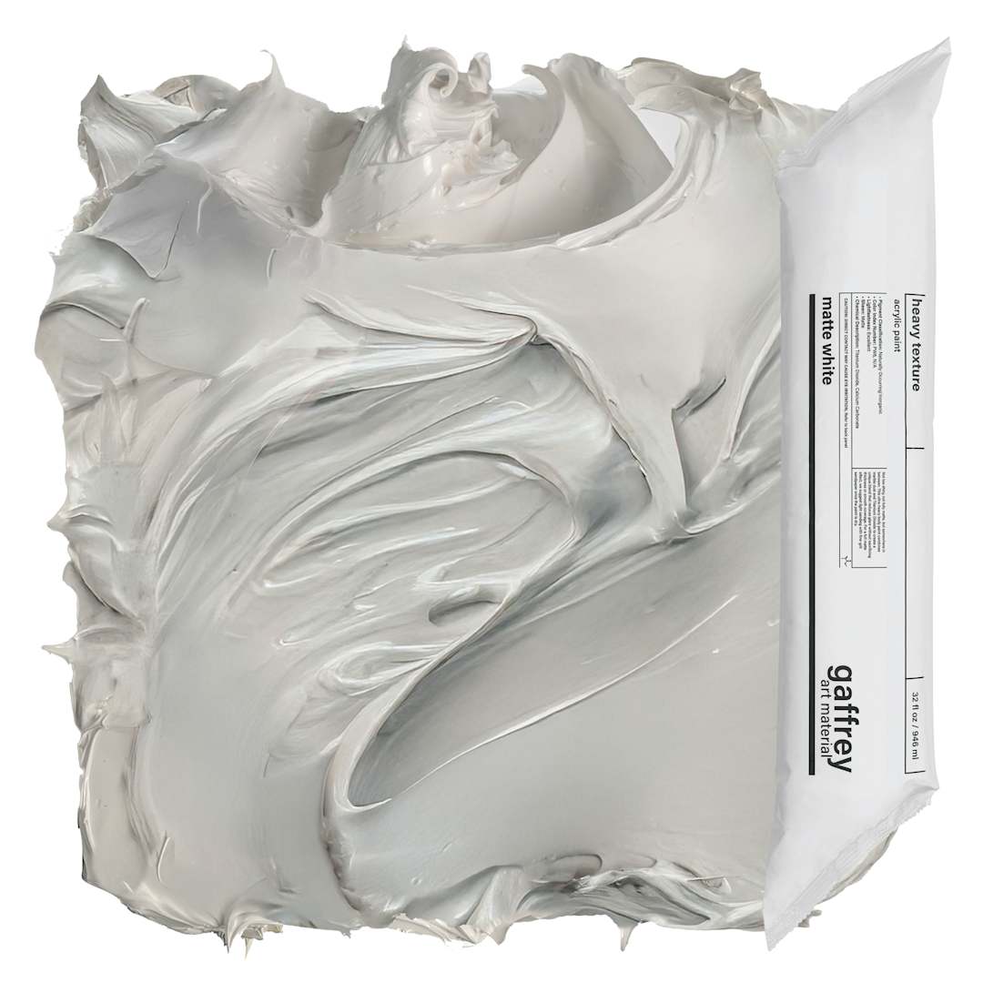 Open in modal - Gaffrey Heavy Body Texture Acrylic Paint - Matte White, 32 oz pouch and swatch