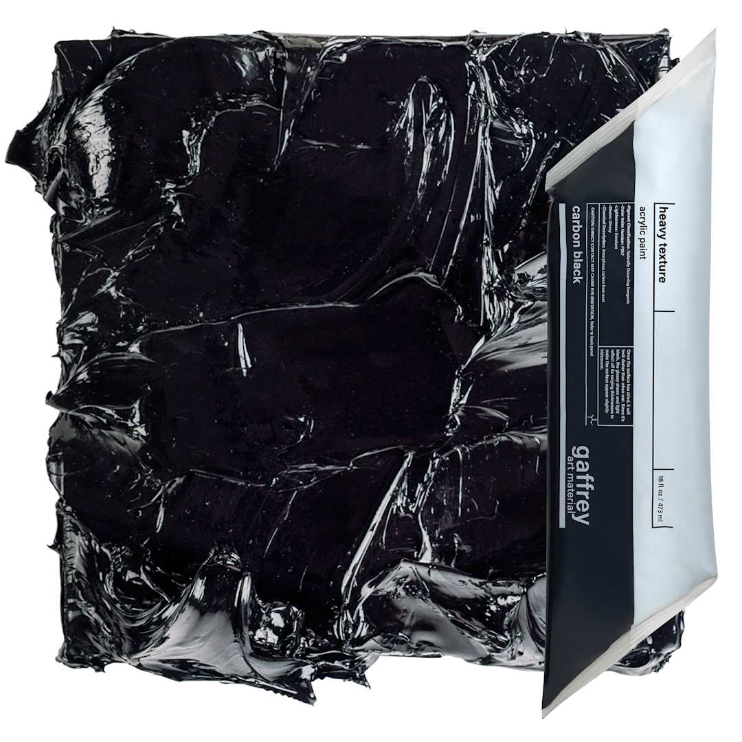 Open in modal - Gaffrey Heavy Body Texture Acrylic Paint - Carbon Black, 16 oz pouch and swatch
