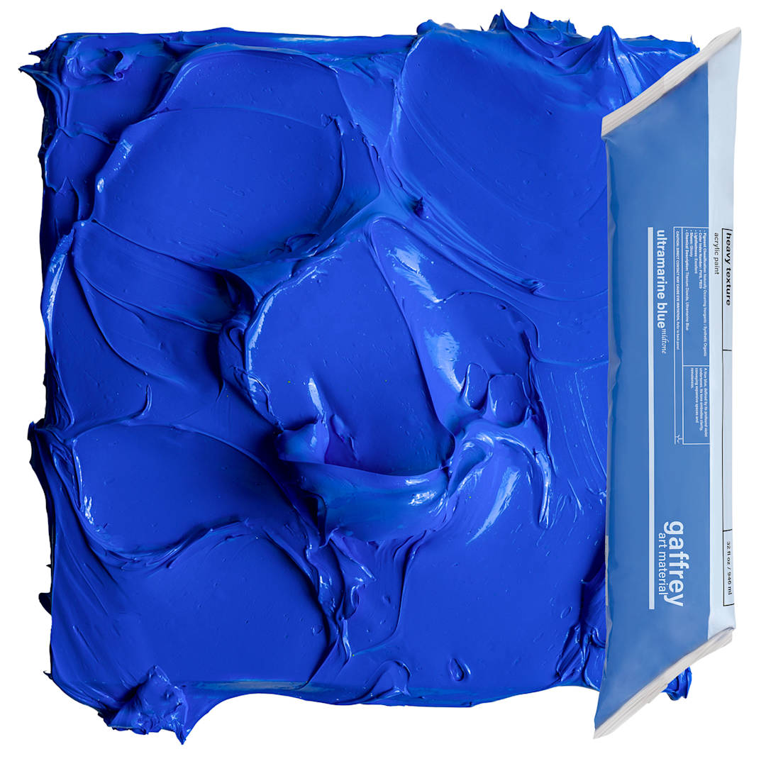 Open in modal - Gaffrey Heavy Body Texture Acrylic Paint - Ultramarine Blue Midtone, 32 oz pouch and swatch