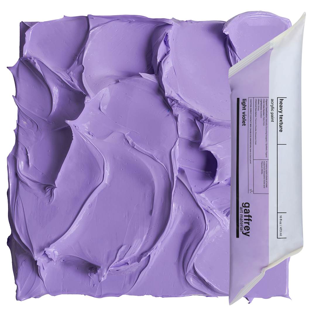 Open in modal - Gaffrey Heavy Body Texture Acrylic Paint - Light Violet, 16 oz pouch and swatch