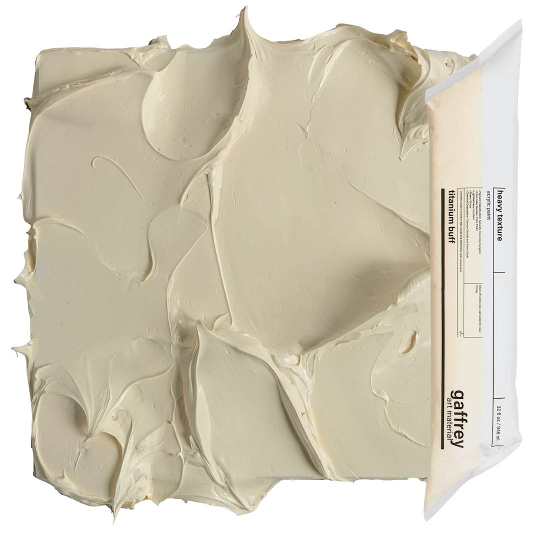 Open in modal - Gaffrey Heavy Body Texture Acrylic Paint - Titanium Buff, 32 oz pouch and swatch