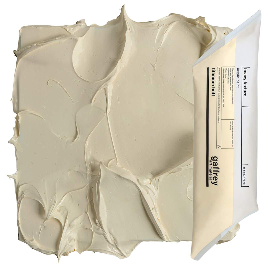 Open in modal - Gaffrey Heavy Body Texture Acrylic Paint - Titanium Buff, 16 oz pouch and swatch
