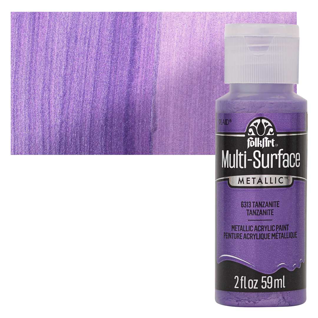 Open in modal - FolkArt Multi-Surface Metallic Acrylic Paint - Tanzanite - bottle and swatch