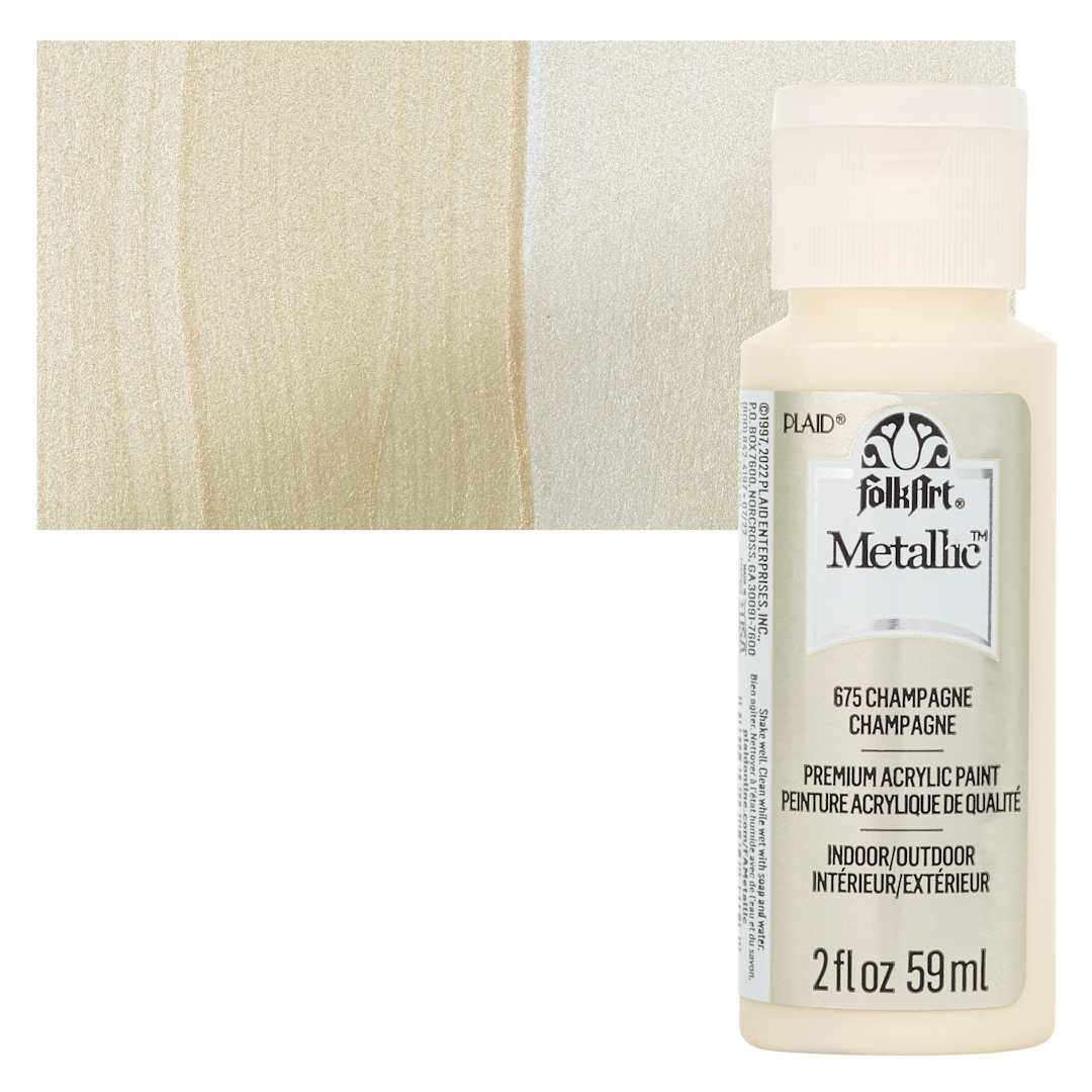 Open in modal - FolkArt Metallic Acrylic Paint - Champagne, 59 ml