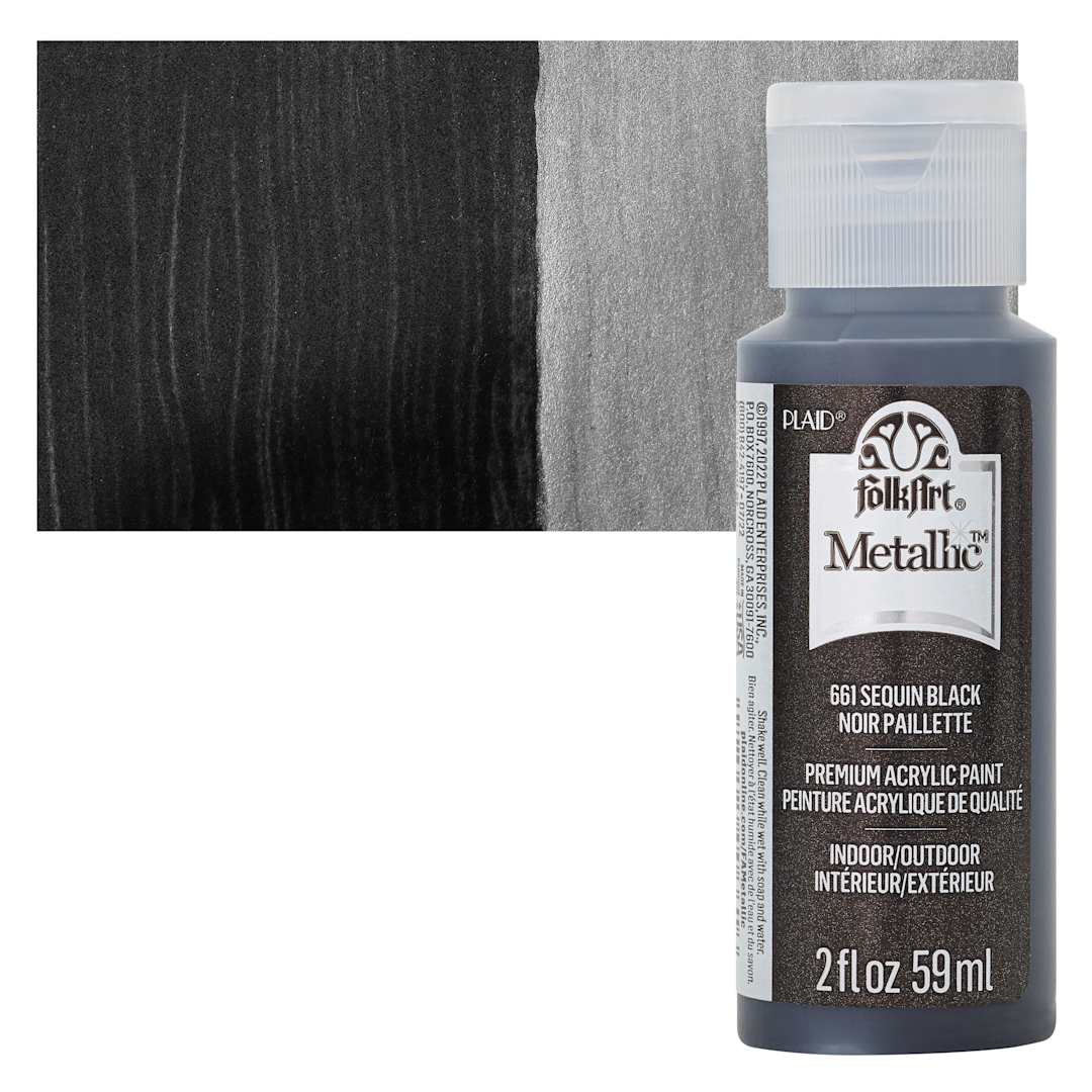 Open in modal - FolkArt Metallic Acrylic Paint - Sequin Black - bottle and swatch