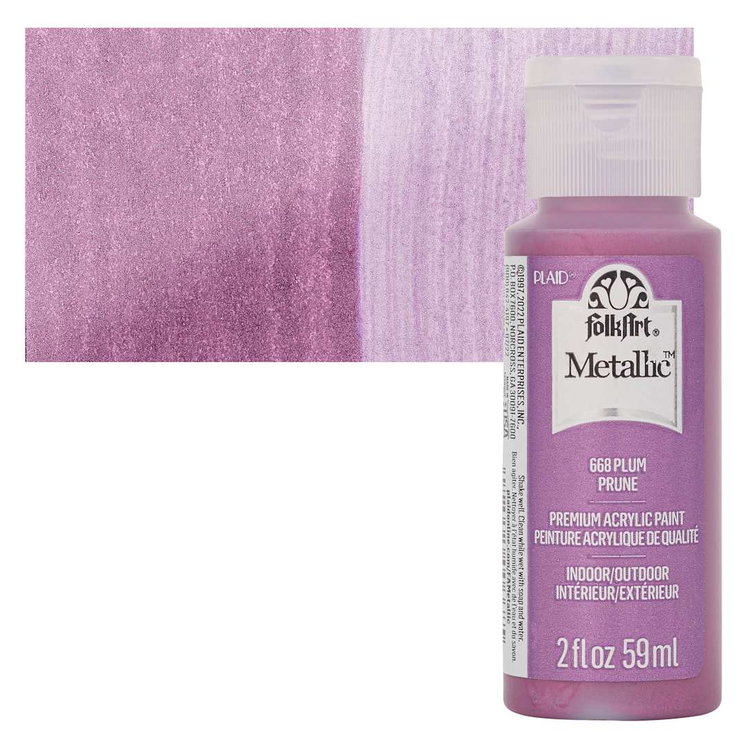 Open in modal - FolkArt Metallic Acrylic Paint - Plum - bottle and swatch