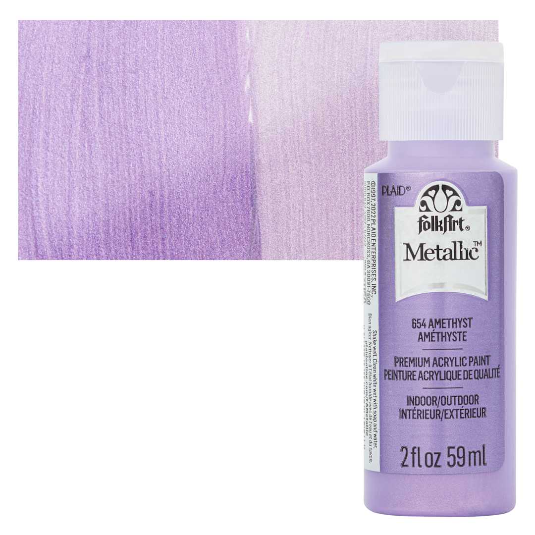 Open in modal - FolkArt Metallic Acrylic Paint - Amethyst, 59 ml bottle and swatch