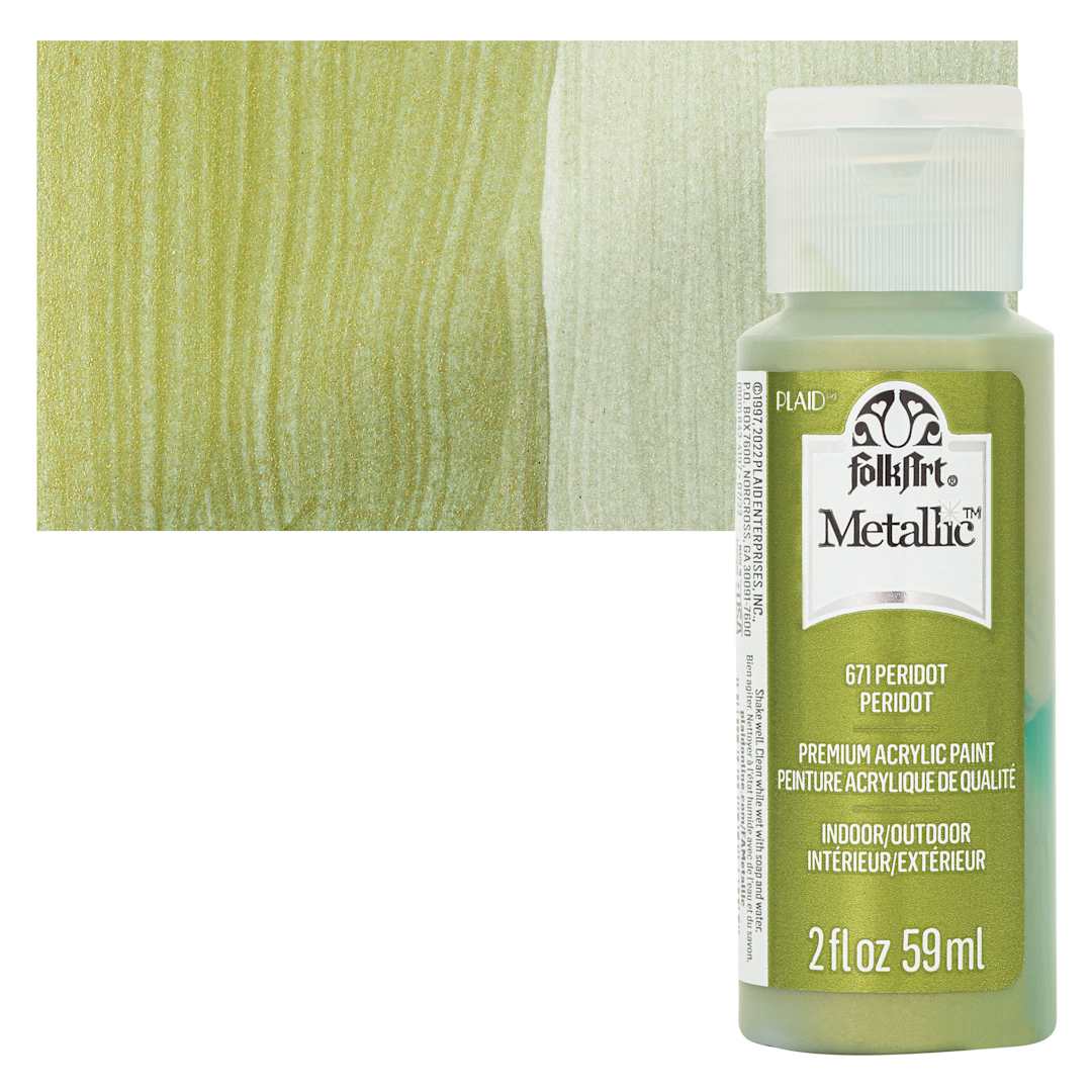 Open in modal - FolkArt Metallic Acrylic Paint - Peridot - bottle and swatch