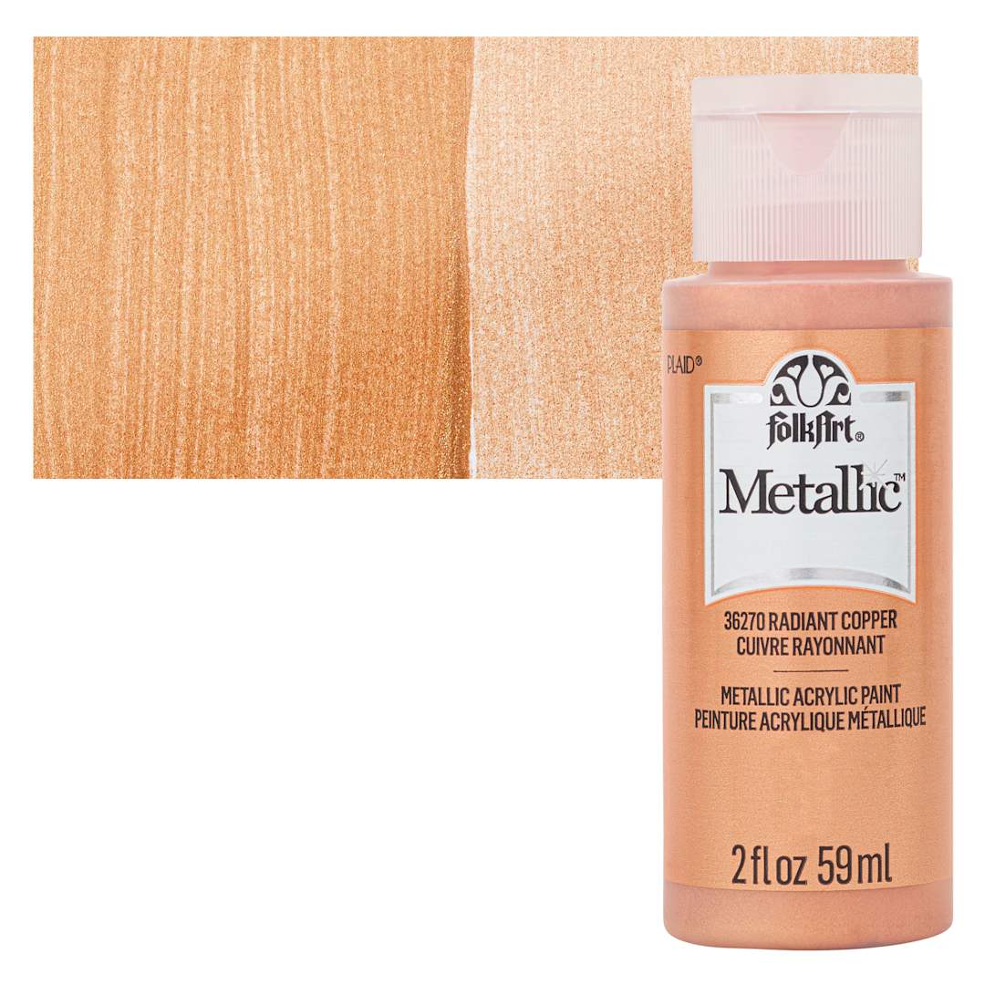 Open in modal - FolkArt Metallic Acrylic Paint - Radiant Copper - bottle and swatch