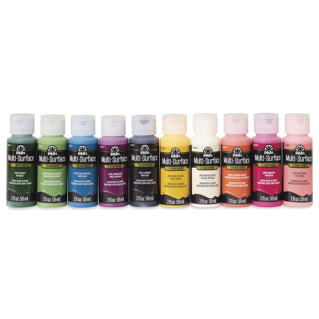 Open in modal - FolkArt Multi-Surface Acrylic Paints - Set of 10, Artisan Colors, 59 ml Bottles
