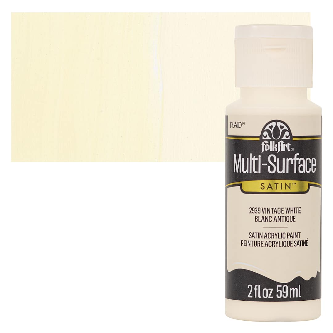 Open in modal - FolkArt Multi-Surface Acrylic Paint - Vintage White, 59 ml bottle and swatch