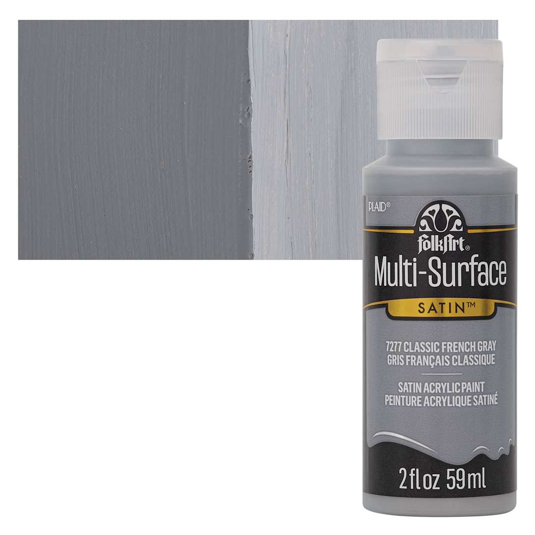 Open in modal - FolkArt Multi-Surface Acrylic Paint - Classic French Gray, 59 ml bottle and swatch