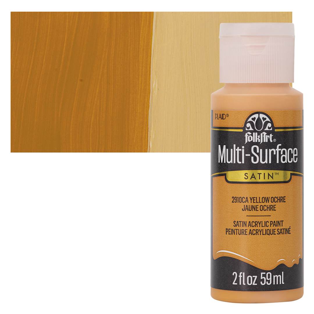 Open in modal - FolkArt Multi-Surface Acrylic Paint - Yellow Ochre, 59 ml bottle and swatch