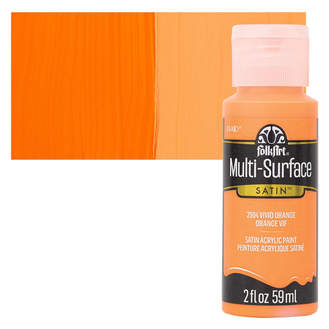 Open in modal - FolkArt Multi-Surface Acrylic Paint - Vivid Orange, 59 ml bottle and swatch