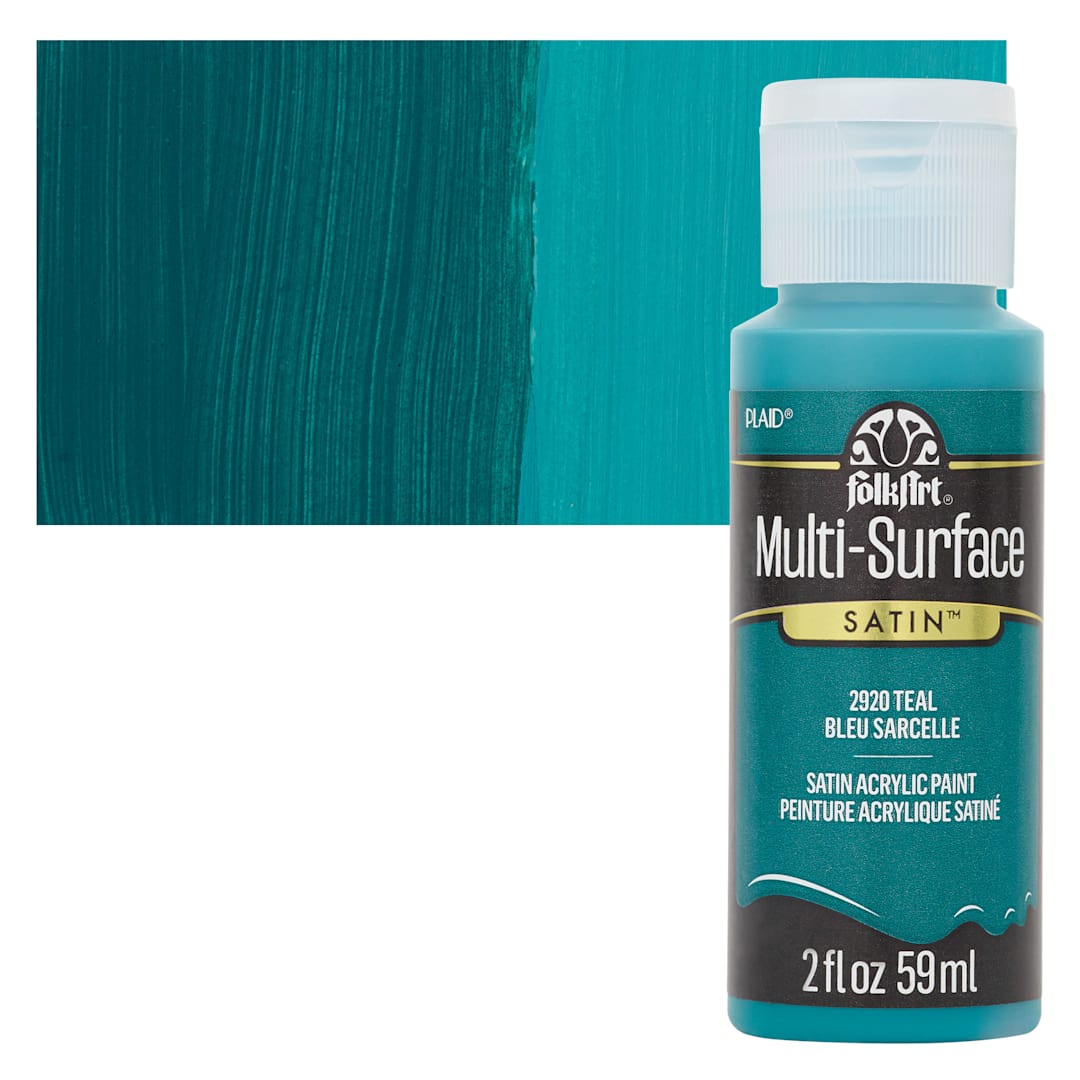 Open in modal - FolkArt Multi-Surface Acrylic Paint - Teal, 59 ml bottle and swatch