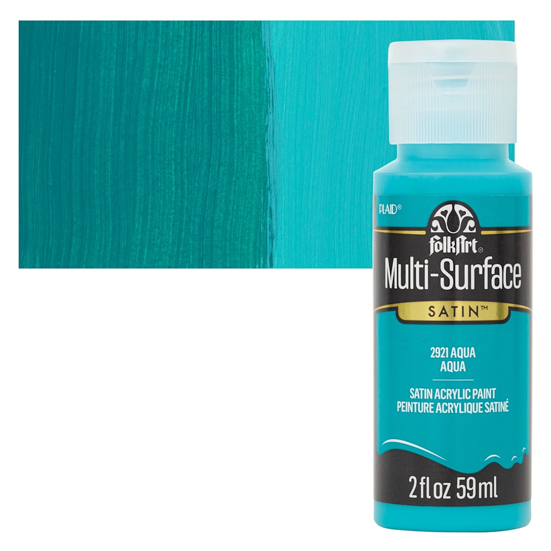 Open in modal - FolkArt Multi-Surface Acrylic Paint - Aqua, 59 ml bottle and swatch
