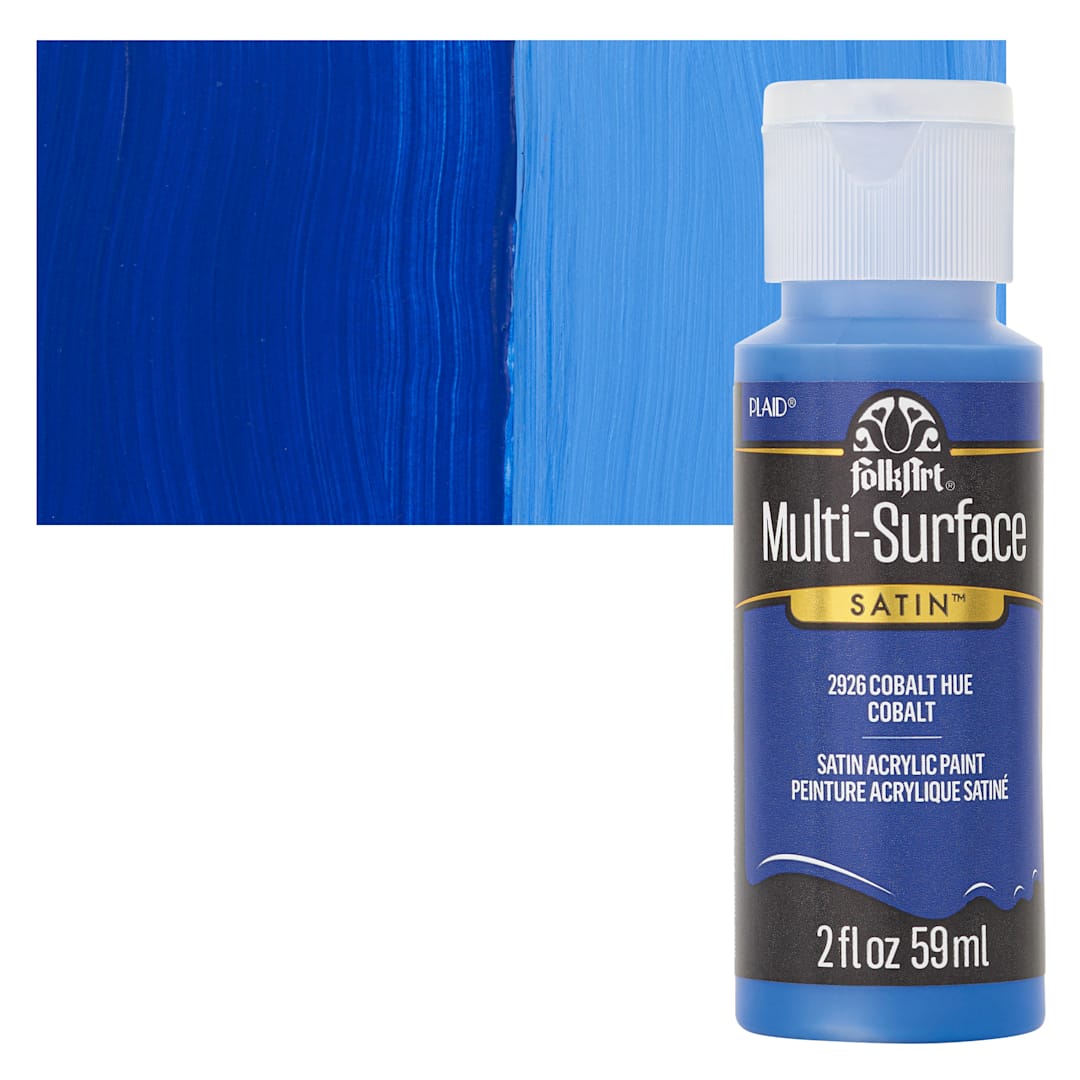 Open in modal - FolkArt Multi-Surface Acrylic Paint - Cobalt Hue, 59 ml bottle and swatch