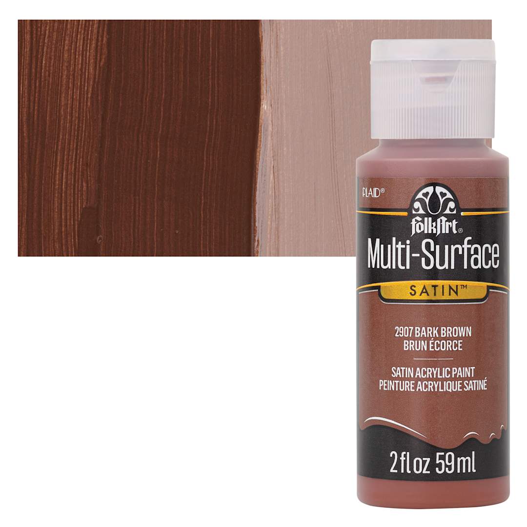 Open in modal - FolkArt Multi-Surface Acrylic Paint - Bark Brown, 59 ml bottle and swatch