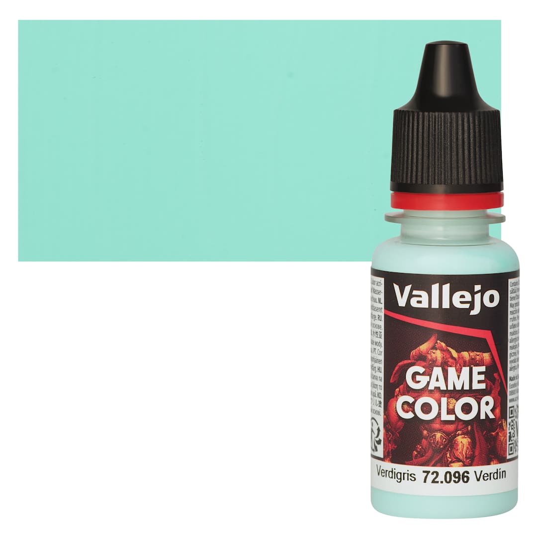 Open in modal - Vallejo Game Color Acrylic Paint - Verdigris - Bottle and Swatch