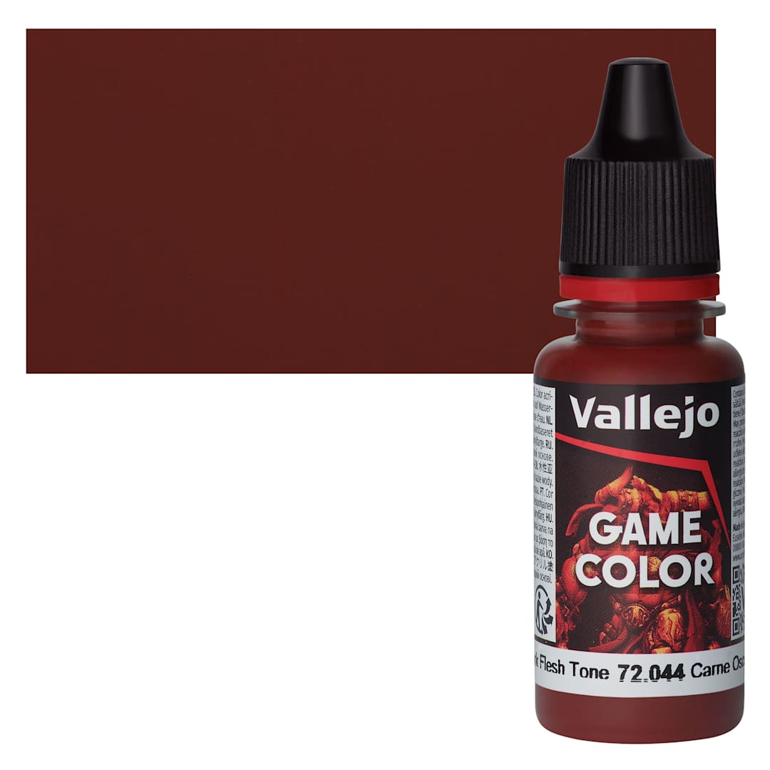 Open in modal - Vallejo Game Color Acrylic Paint - Dark Fleshtone - Bottle and Swatch